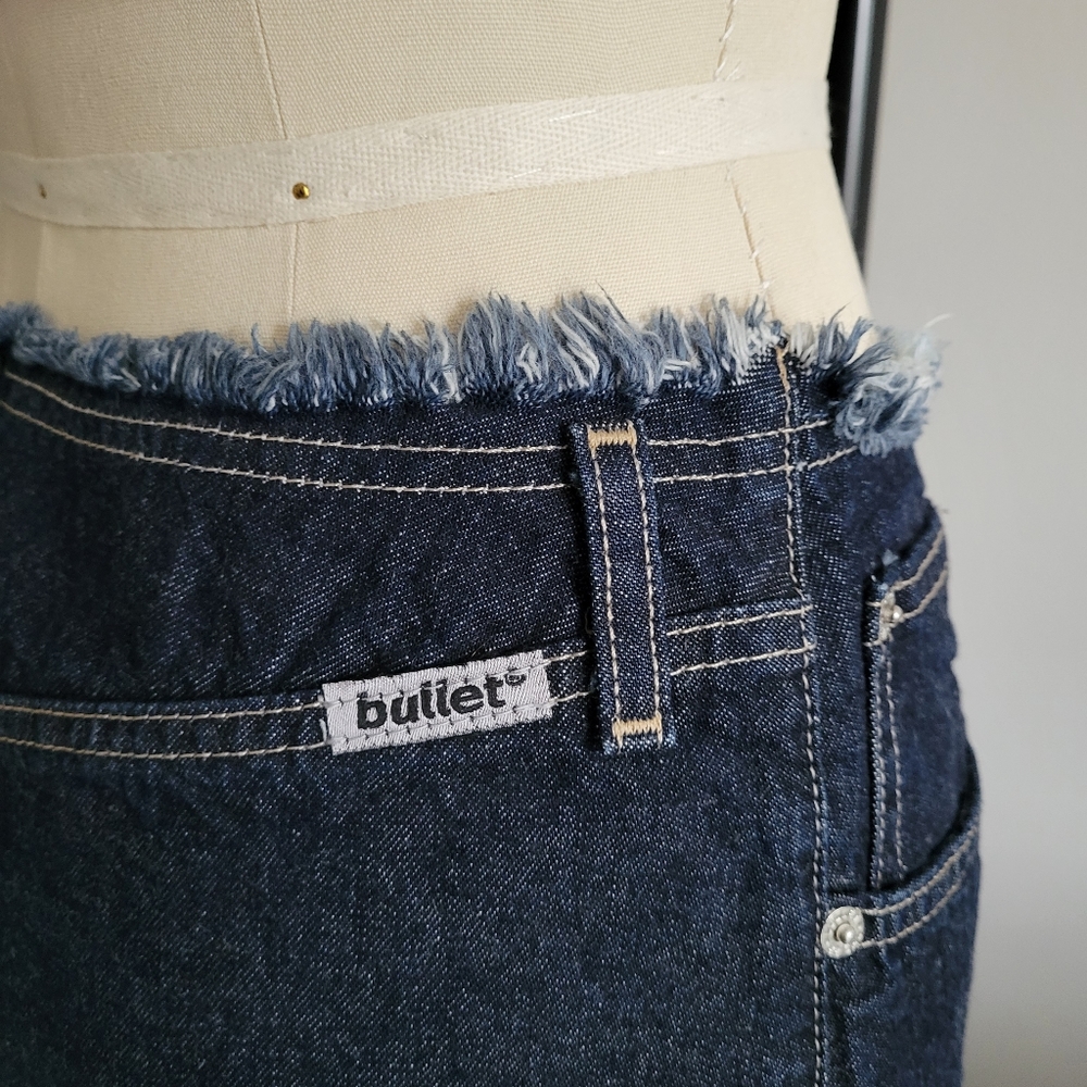 Y2K BULLET denim maxi skirt with back slit, wide cuff, vintage 2000s